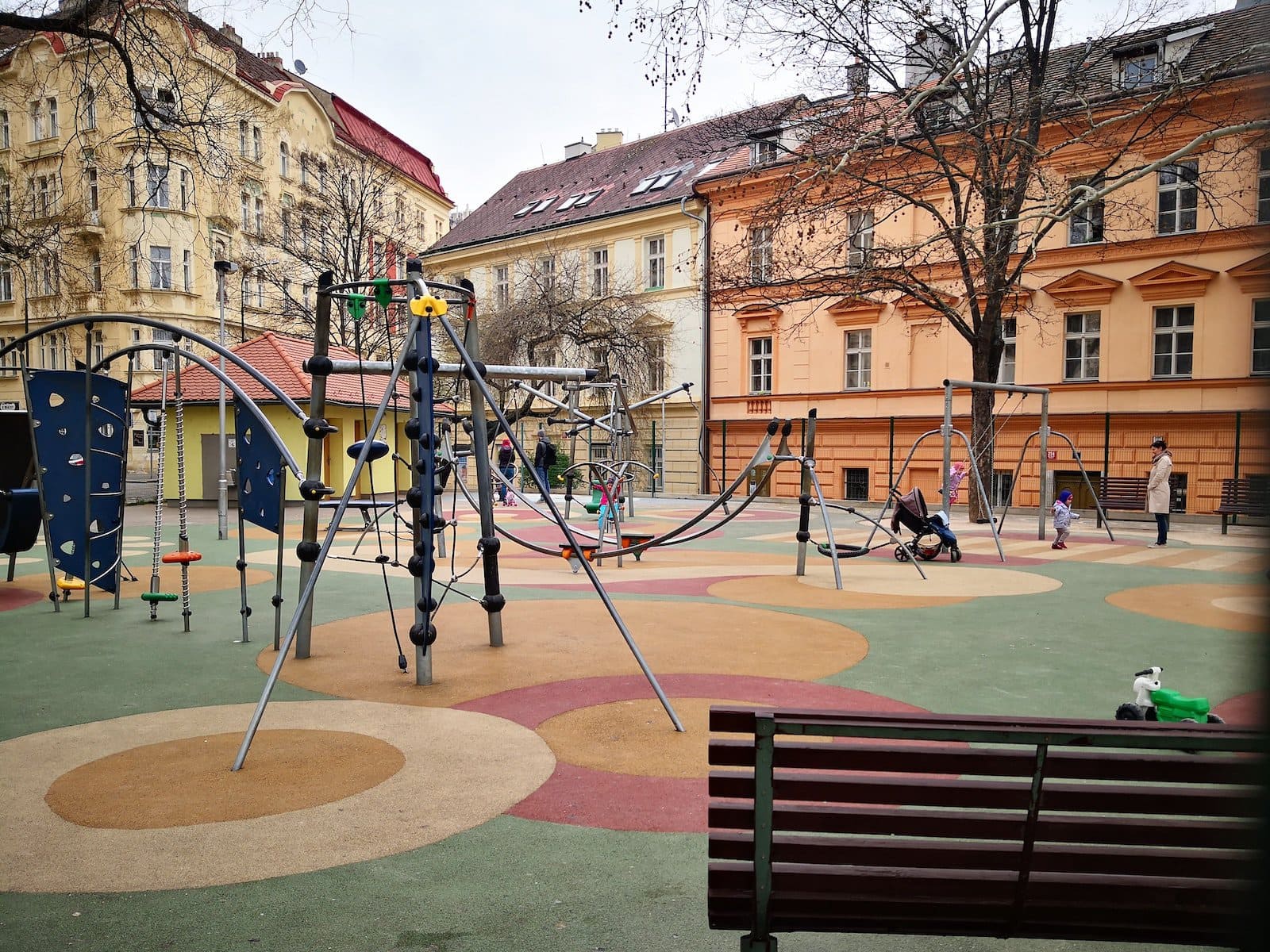 children's playground in a residential area in a city